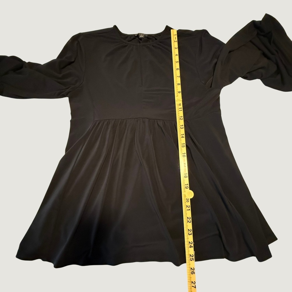 Ann Taylor Black Bell Sleeve Peplum Tunic Top Keyhole Neck Jersey Knit Small - Picture 6 of 9